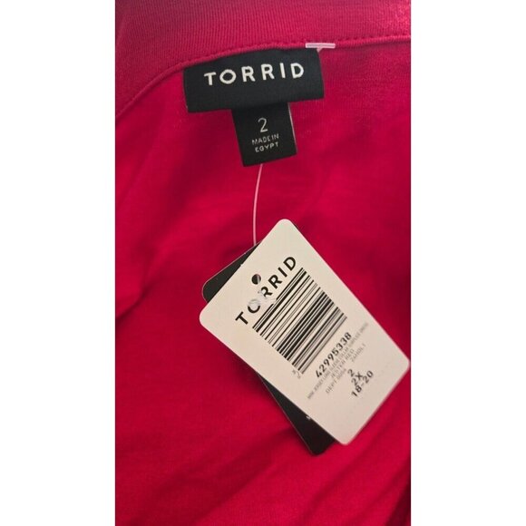 Torrid Mini Jersey Long Sleeve Collar Surplice red Dress - Picture 8 of 13